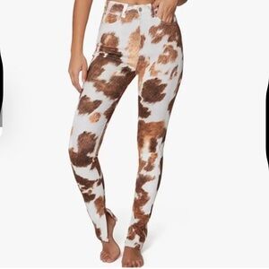 Revolve WeWoreWhat Brown White Cowhide Pattern Baby Boot Cut Jeans-NWT